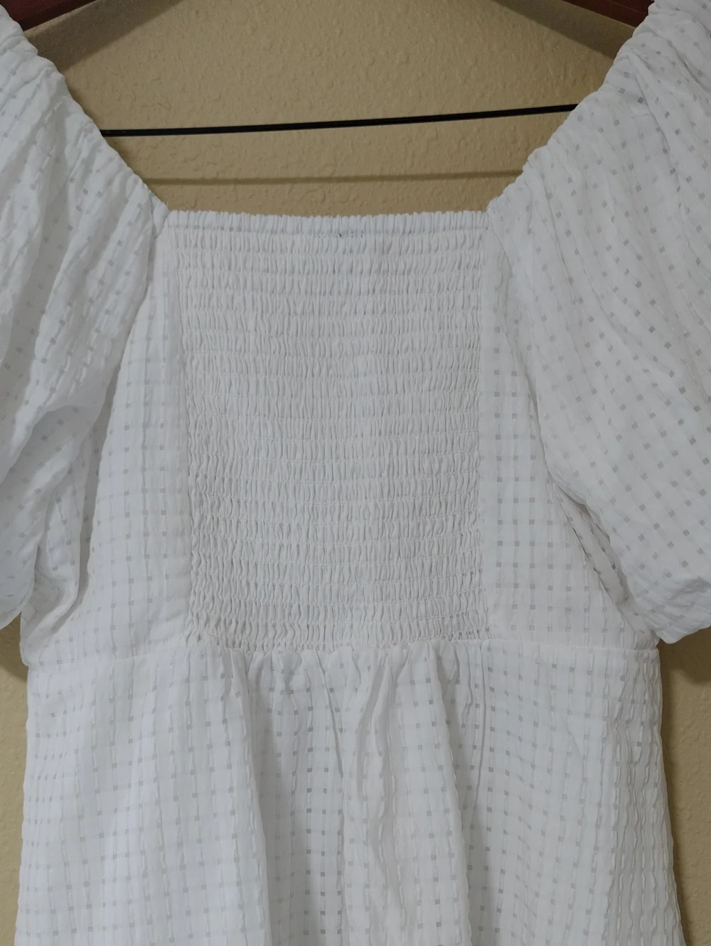 Old Navy Trapeze Puff Sleeves Babydoll V Neck Top Size M Calla Lilly Beachy Boho